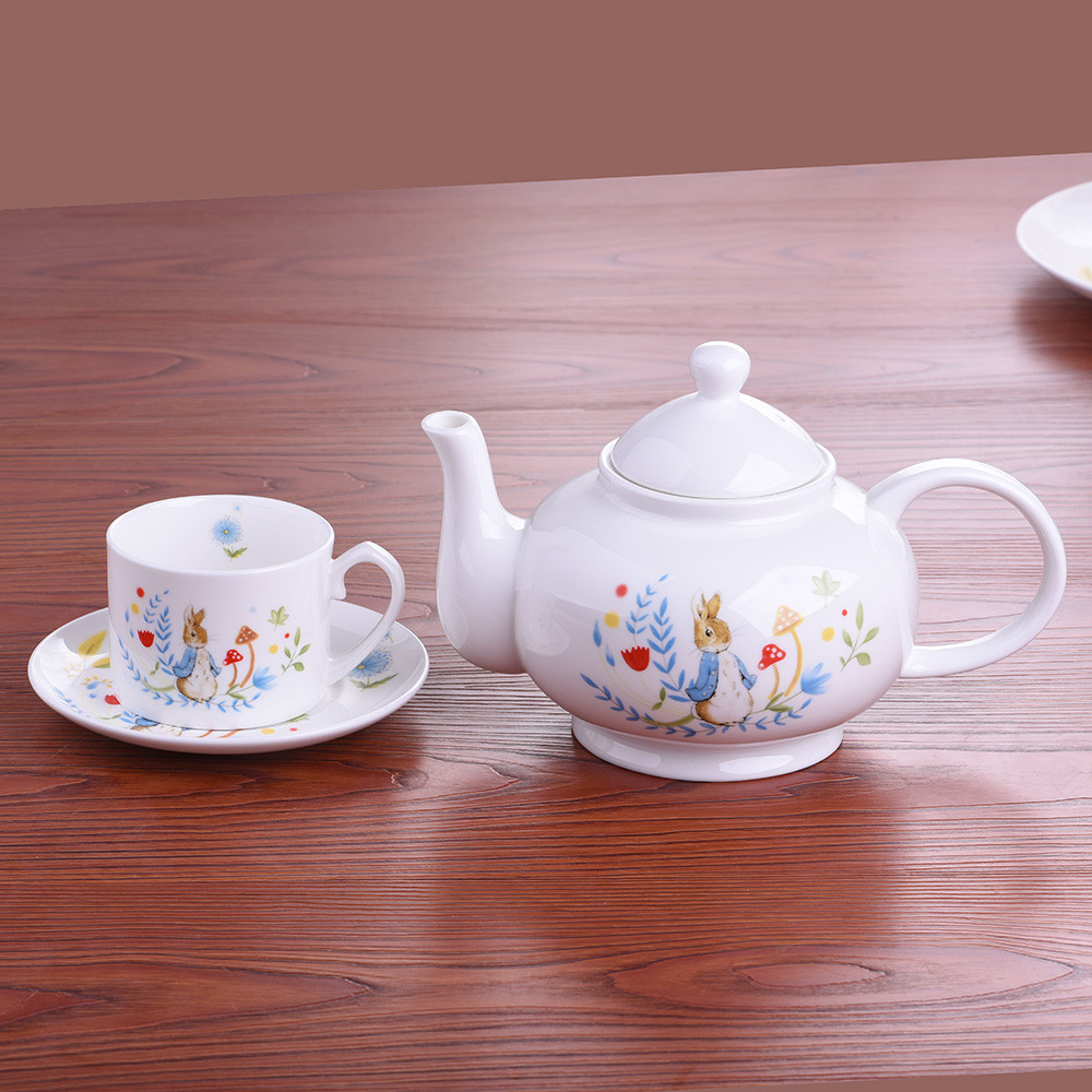 英國彼得兔 英式下午茶 茶具套裝 果盤 茶壺 杯碟 帶過濾骨瓷壺陶瓷-five0226