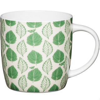 台灣現貨 英國《KitchenCraft》骨瓷馬克杯(綠葉425ml) | 水杯 茶杯 咖啡杯
