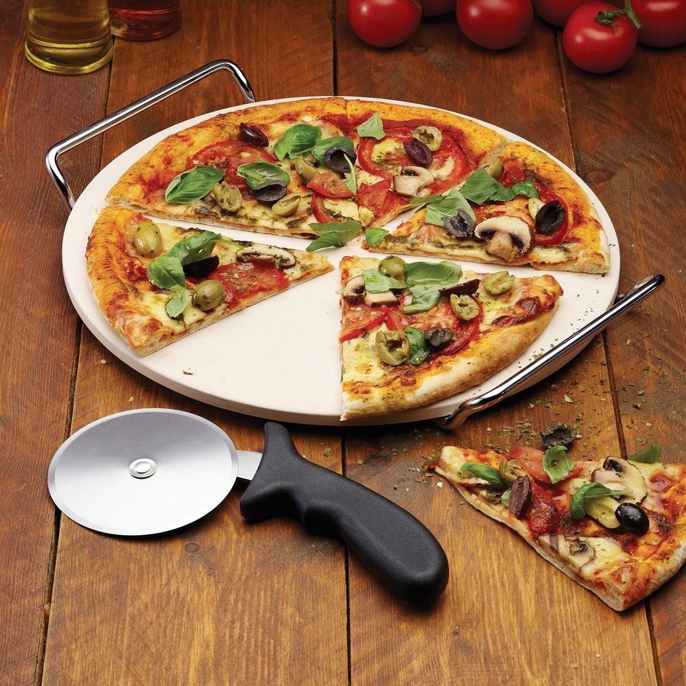 台灣現貨 英國《KitchenCraft》披薩刀+石板披薩烤盤 | Pizza 比薩 圓形烤盤