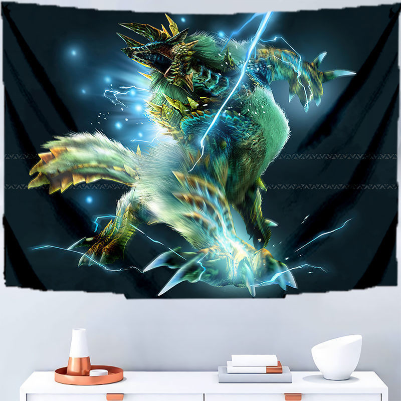 魔物獵人 怪物獵人週邊 怪物獵人背景佈動漫墻紙宿捨掛佈床頭海報臥室裝飾佈置背景墻佈