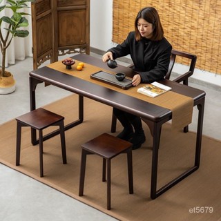 [免運保固]新中式茶桌椅組閤辦公室實木茶臺現代簡約茶幾套裝一體傢用喝茶桌