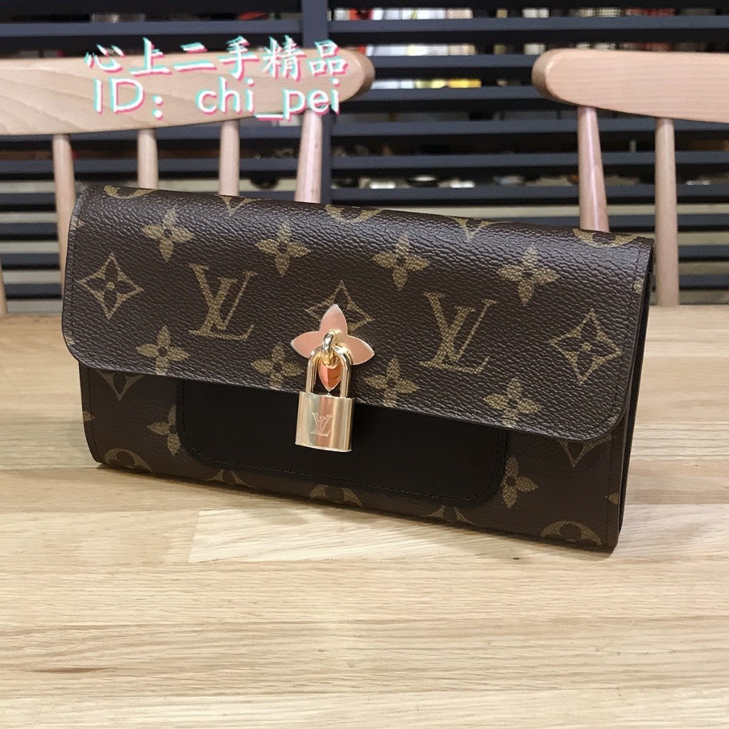 【二手】LV 路易威登 Flower 長夾 M62566 罌粟紅 M62577 黑色 經典花紋 鎖頭扣式長夾 錢包