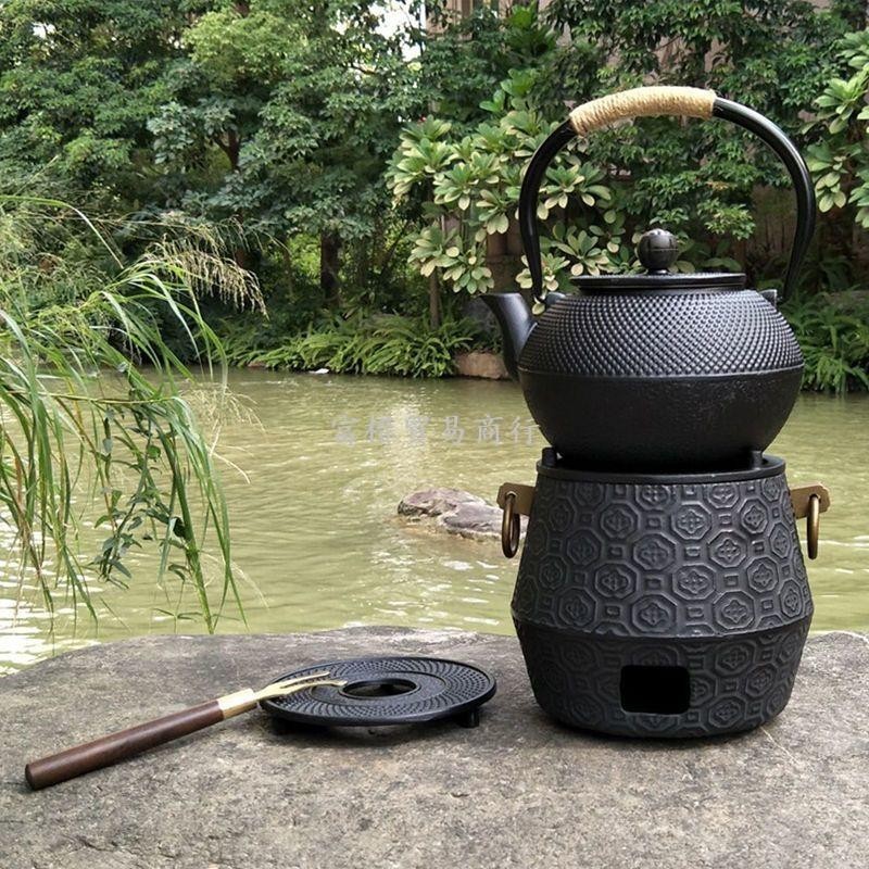 鑄鐵炭爐日式鐵壺風爐茶道擺設煮水鐵爐復古加熱茶爐煮茶手工茶具