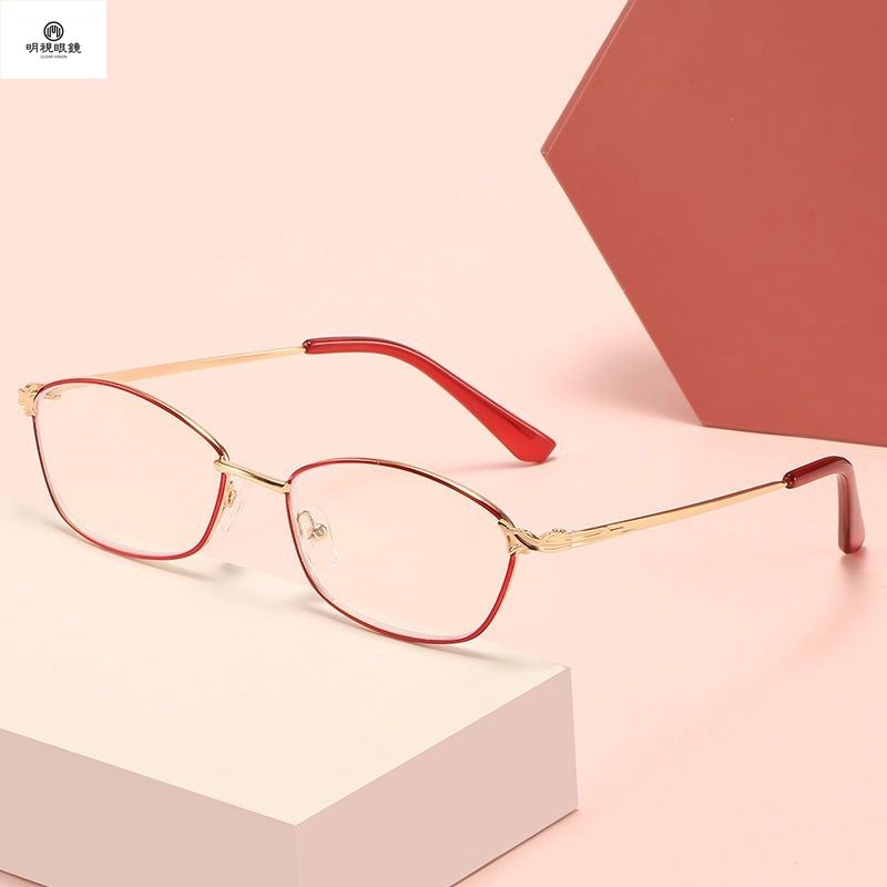 時尚小框眼鏡 新款 女士近視眼鏡 成品近視50-600度修飾瘦臉高清閱讀斯文簡約金屬