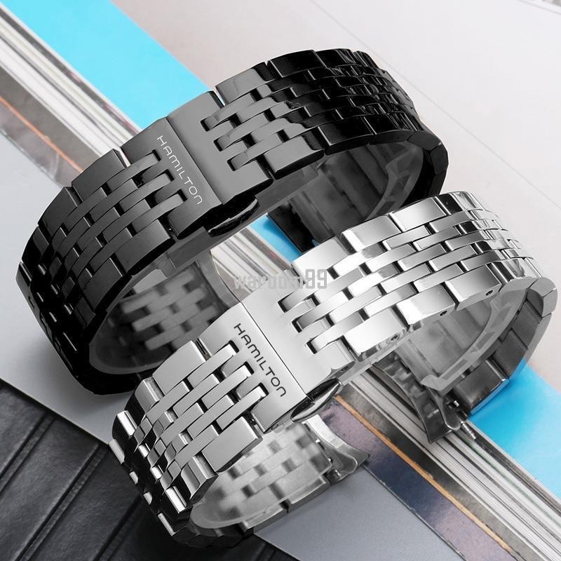 【新品上新Y】漢密爾頓手錶帶鋼帶 替換原裝卡其野戰爵士大小飛男表漢米爾頓20