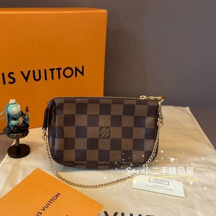 二手精品 LV 路易威登 麻將包 N58009 MINI POCHETTE mini腋下包 單肩 棕色棋盤格