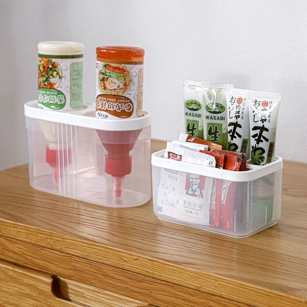 爆款熱賣 inomata日本冰箱側門收納盒倒置調料瓶芥末醬包分格整理盒置物架 J3P7