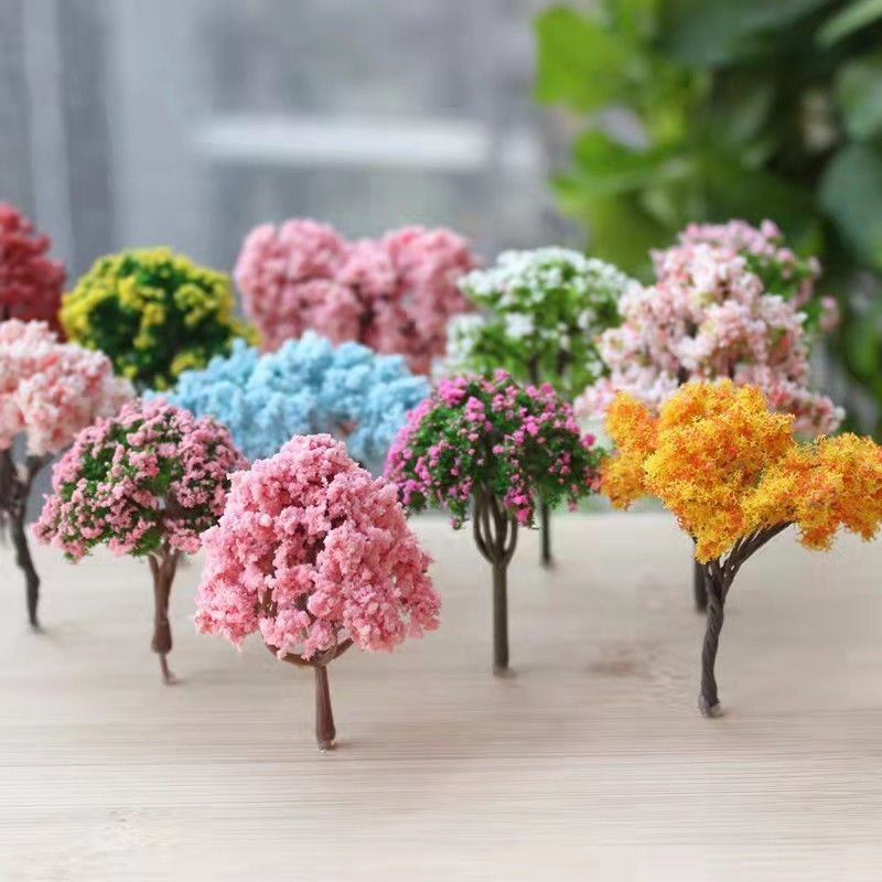 🌟 好物推薦 🌟微觀世界小擺件仿真樹 櫻花 創意塑料花擺件 模型別墅花草內飾