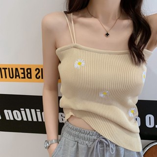🌞【OBIND】🌞春夏季小眾設計感外穿修身小雛菊吊帶背心女內搭打底無袖針織上衣