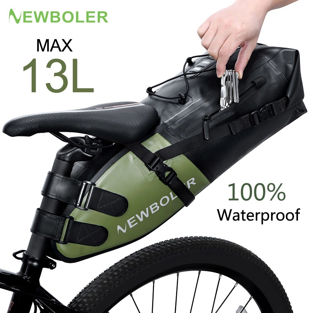 Newboler 13L 大容量自行車包 防水自行車馬鞍包 可折疊騎行尾後包  MTB 公路後備箱自行車包