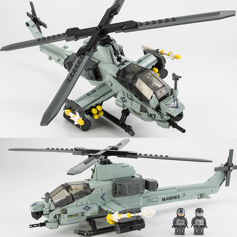 男孩拼裝玩具機重型運輸機容樂高軍事飛武裝直升機兼傑星積木蝰蛇