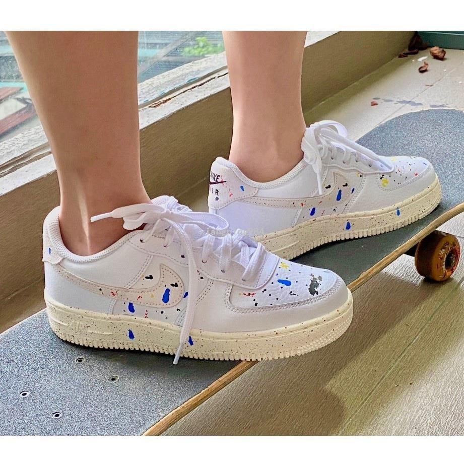 NIKE AIR FORCE 1'07 LV8 奶油 潑墨 文化 滑板鞋 dj2598-100