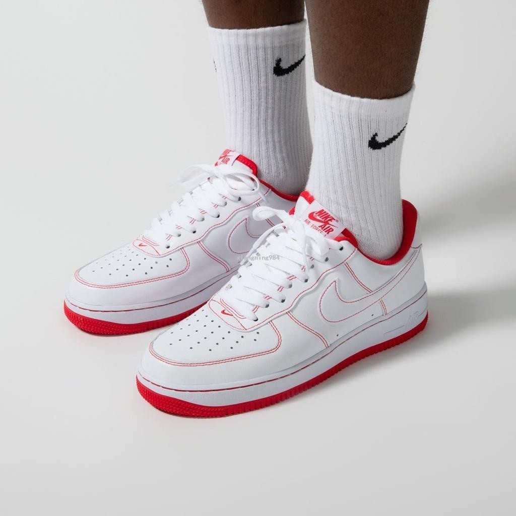 Nike Air Force 1 07 白紅 復古休閒滑板鞋 CV1724-100