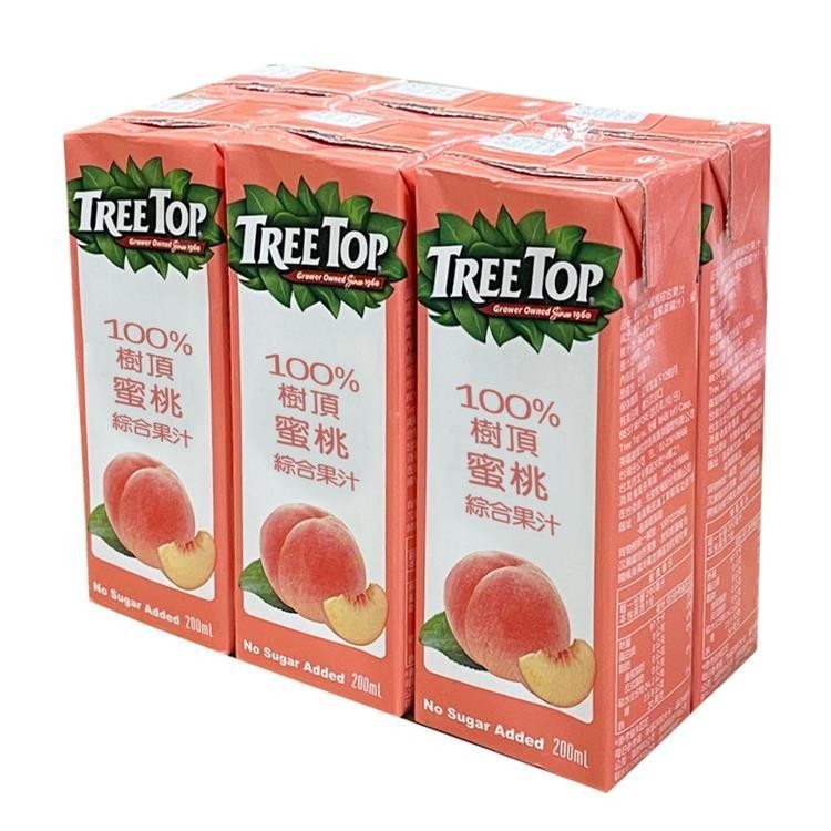 Treetop樹頂100%蜜桃綜合果汁 200ml/瓶X6瓶/組(利樂包/鋁箔包) &lt;蝦皮/超取限4組&gt;【合迷雅旗艦館】