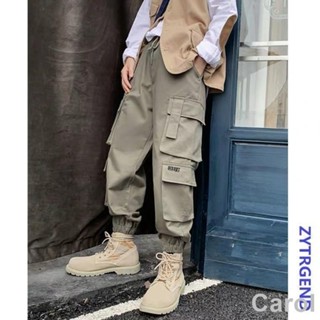 Carol 復古港風 學生潮牌寬鬆 男士工裝褲 多口袋 工作長褲 大碼束腳工裝褲男士潮牌潮流哈倫褲百搭寬鬆九分褲ins超