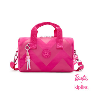 KIPLING x BARBIE 活力粉色中型圓筒手提肩背兩用包-BINA M
