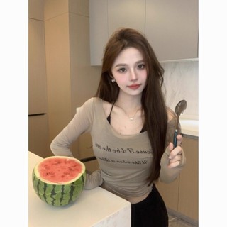 【Princess Home】上衣女 兩件套裝美式春夏秋季辣妹防曬罩衫薄款長袖上衣T恤內搭弔帶背心 防嗮罩衫 長袖 短版