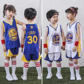優選熱銷 勇士隊30號庫裡 兒童籃球服 運動服 男孩女孩籃球服假兩件湖人勇士公牛nba速幹吸汗帥氣大童球衣