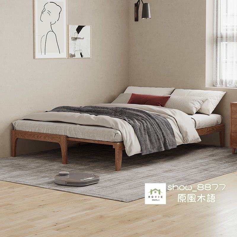 【原風木語】實木床可伸縮單人床無床頭床架小戶型一米寬80公分90cm抽拉沙髮床