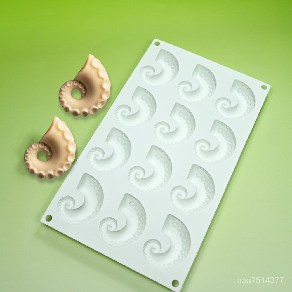 12連魷魚須慕斯蛋糕模具DIY創意章魚足擺盤裝飾矽膠烘焙模具