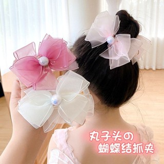 💕洋洋兒童店💕 女童髮夾 女童髮飾 兒童夏天可愛丸子頭髮夾蝴蝶結馬尾夾女童髮飾高馬尾固定神器抓夾 女童抓夾 女童頭飾