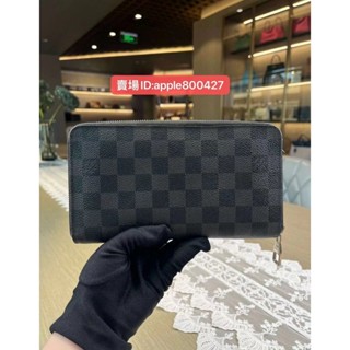 二手免運 Louis Vuitton LV N63077 黑色棋盤格ZIPPY ORGANIZERㄇ 型拉鍊護照長夾