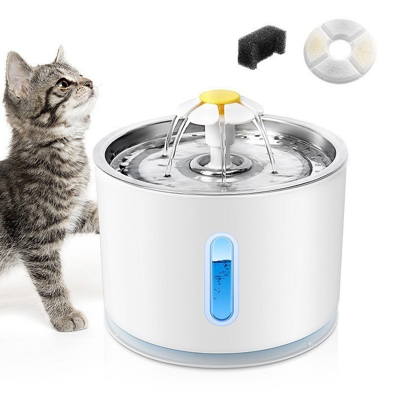 【爆款熱銷】2.4L 不銹鋼小花 寵物 飲水機 貓狗餵水器 IYK7