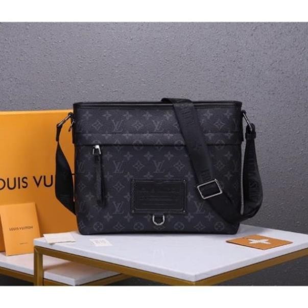 二手 路易威登 Louis Vuitton 新款LV男包真皮老花男士單肩包斜挎潮男包挎包牛皮包