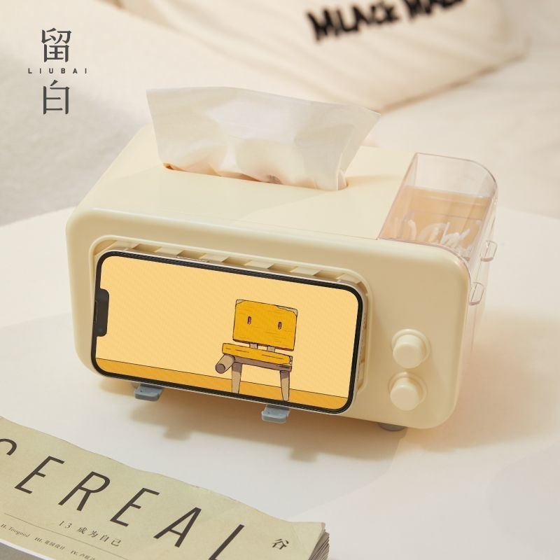 臺北出貨❀客廳彈簧紙巾盒家用茶幾餐廳創意簡約輕奢奶油風遙控器收納抽紙盒