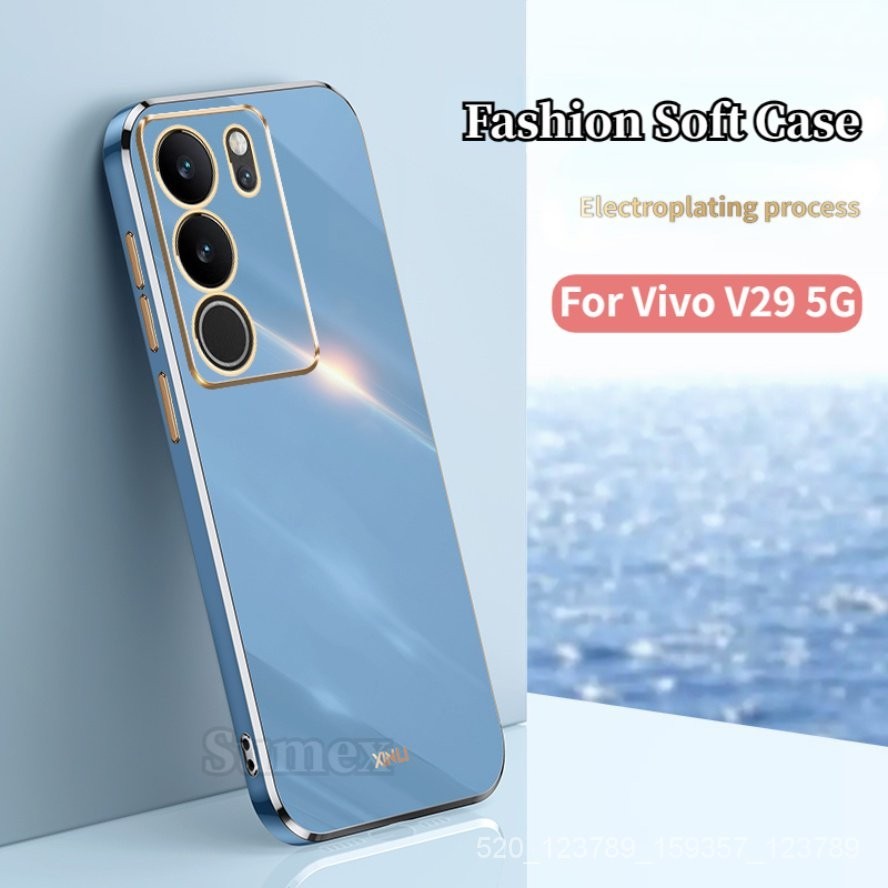 時尚軟殼 hp Vivo V29 5G 手機殼豪華電鍍後蓋適用於 Vivov29 V2250 Vevo V 29 Pro