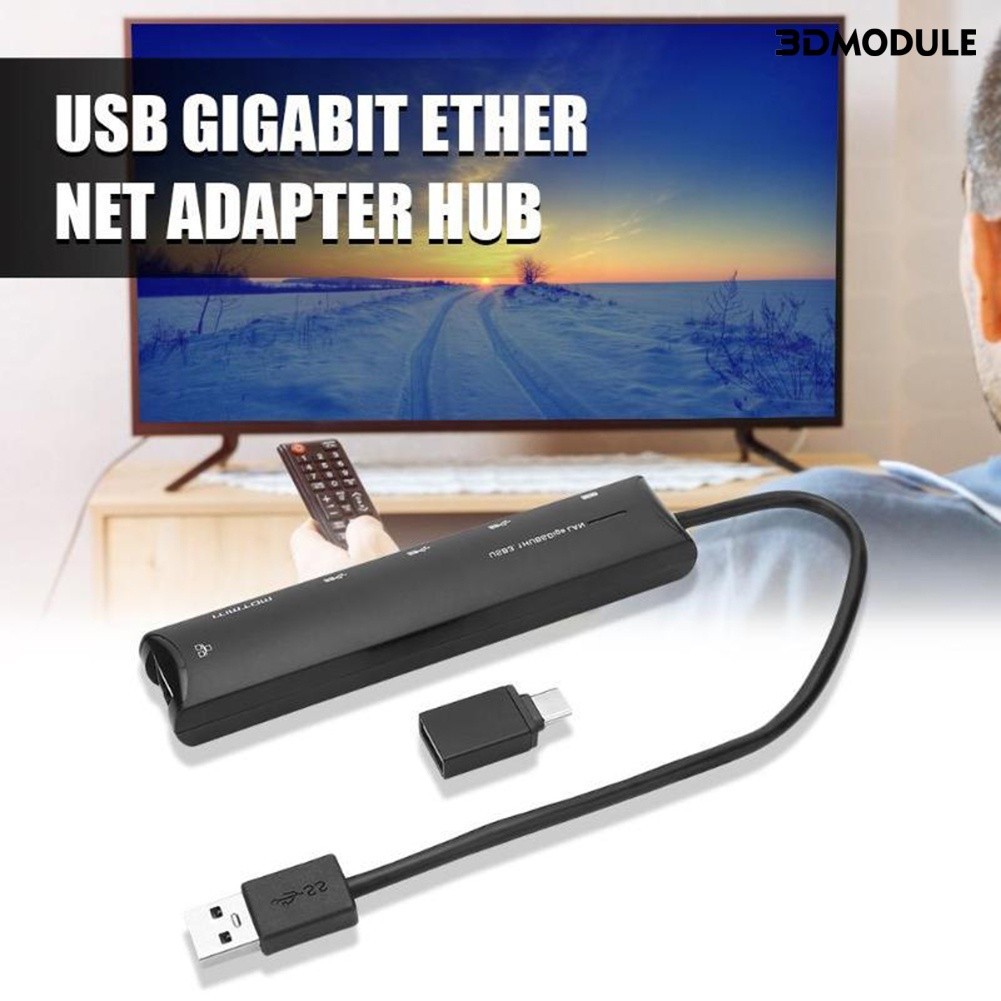 ★[時光閣] USB3.0千兆網卡 帶3口USB3.0集線器 USB3.0轉RJ45