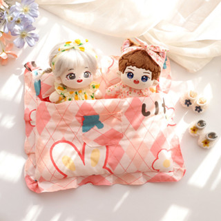 UWVH可愛草莓兔雙人床品被子枕頭睡袋 20cm15cm棉花娃娃睡衣睡覺套裝