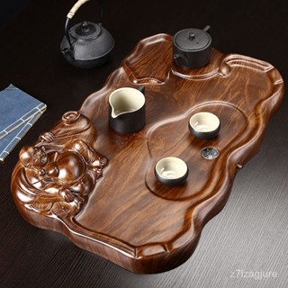 免運 茶盤 茶幾 茶具 黑檀木茶盤 傢用整塊 實木茶海茶臺 大小號 長方形 原木花梨 茶託盤 創意 茶几 茶盤 茶具