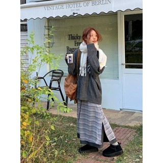 【Codibook】韓國 DAILYJOU 層疊式束帶鬆緊帶格紋長裙［預購］裙子 女裝