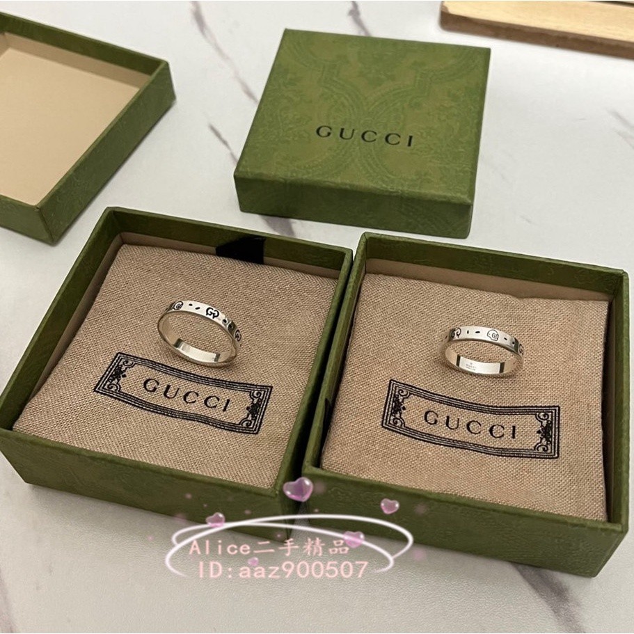 二手正品 GUCCI 古馳 骷髏頭 純銀戒指 4mm窄版戒指 對戒 情侶戒指 477932 現貨免運