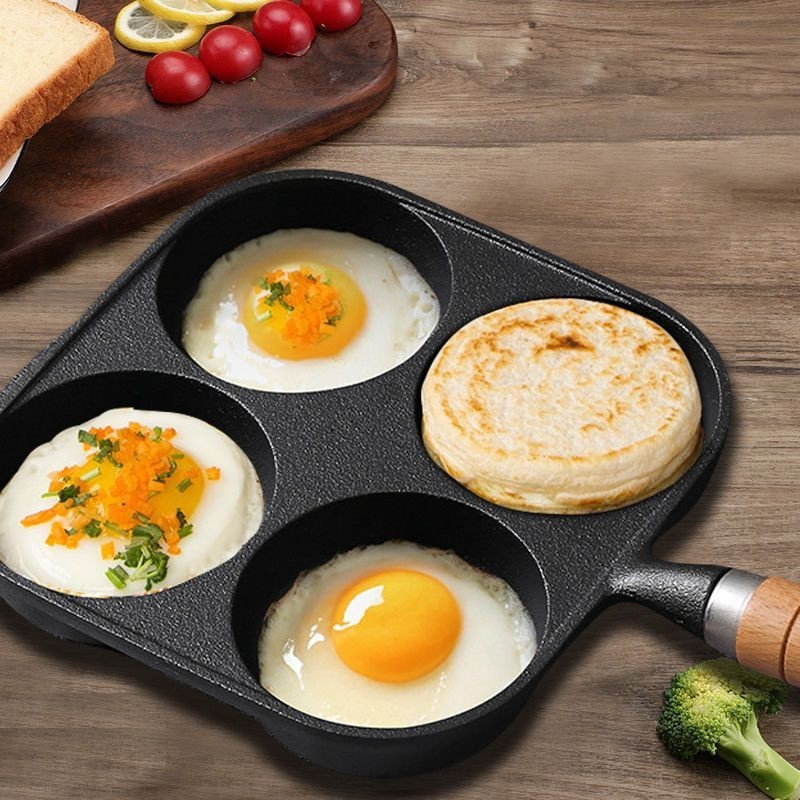 新款鑄鐵煎蛋鍋加深鷄蛋漢堡機模具傢用不沾平底鍋無塗層蛋餃鍋