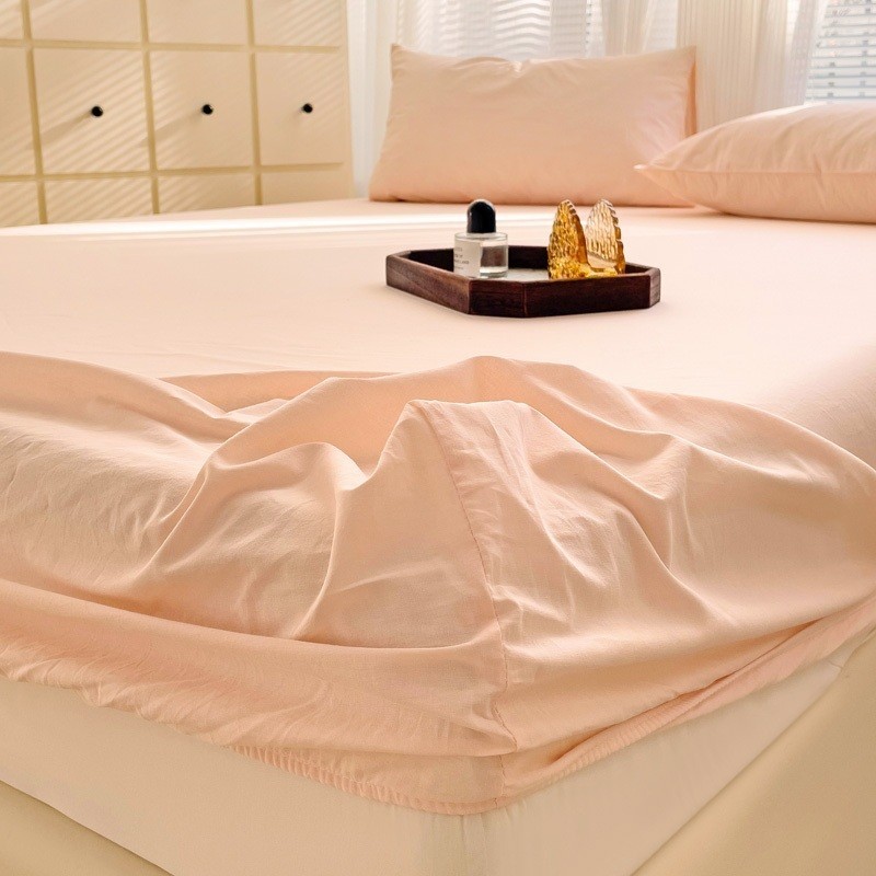 日式簡約素色單品床包 水洗棉床包 單人/雙人/加大床包 床笠 學生床包 四季可用 保護套 防塵罩 純白床包 寢具ikea