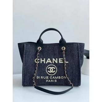 悅悅二手 CHANEL 香奈兒 TOTE托特包 黑色帆布 珍珠購物袋 A66941 沙灘包 手提袋 單肩包專櫃全新