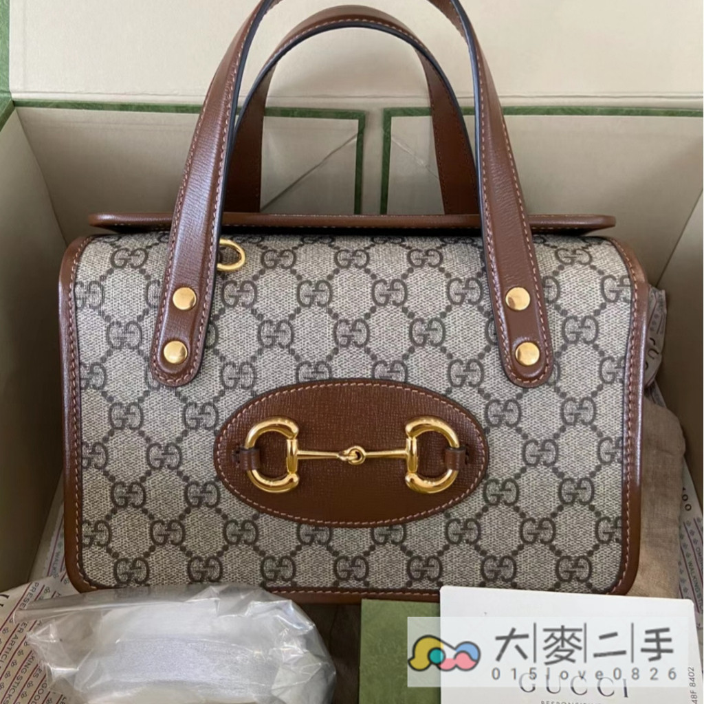 GUCCI 古馳 馬銜扣 1955系列 帆布拼皮 盒子包 手提包 單肩包 斜挎包 645453