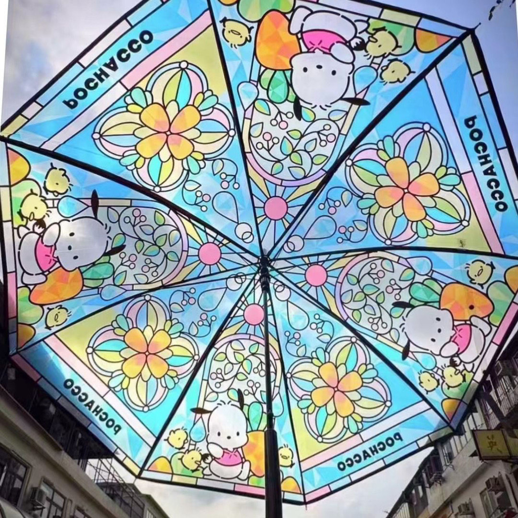 臺灣熱銷｜玻璃彩繪雨傘-帕恰狗卡通傘小紅書衕款長柄傘可愛｜免運