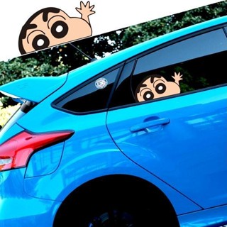 💞千禧百貨生活館💞 汽車百貨 汽車貼紙蠟筆小新卡通動漫車貼個性趣味側窗貼遮擋劃痕裝飾貼電動摩托貼紙