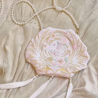 古風 diy材料包 佈藝包 零錢包 手工包 刺繡 收納錢包 淩雲閣原創漢服包包兔兔刺繡斜跨包古風包包中國風百搭漢服配飾