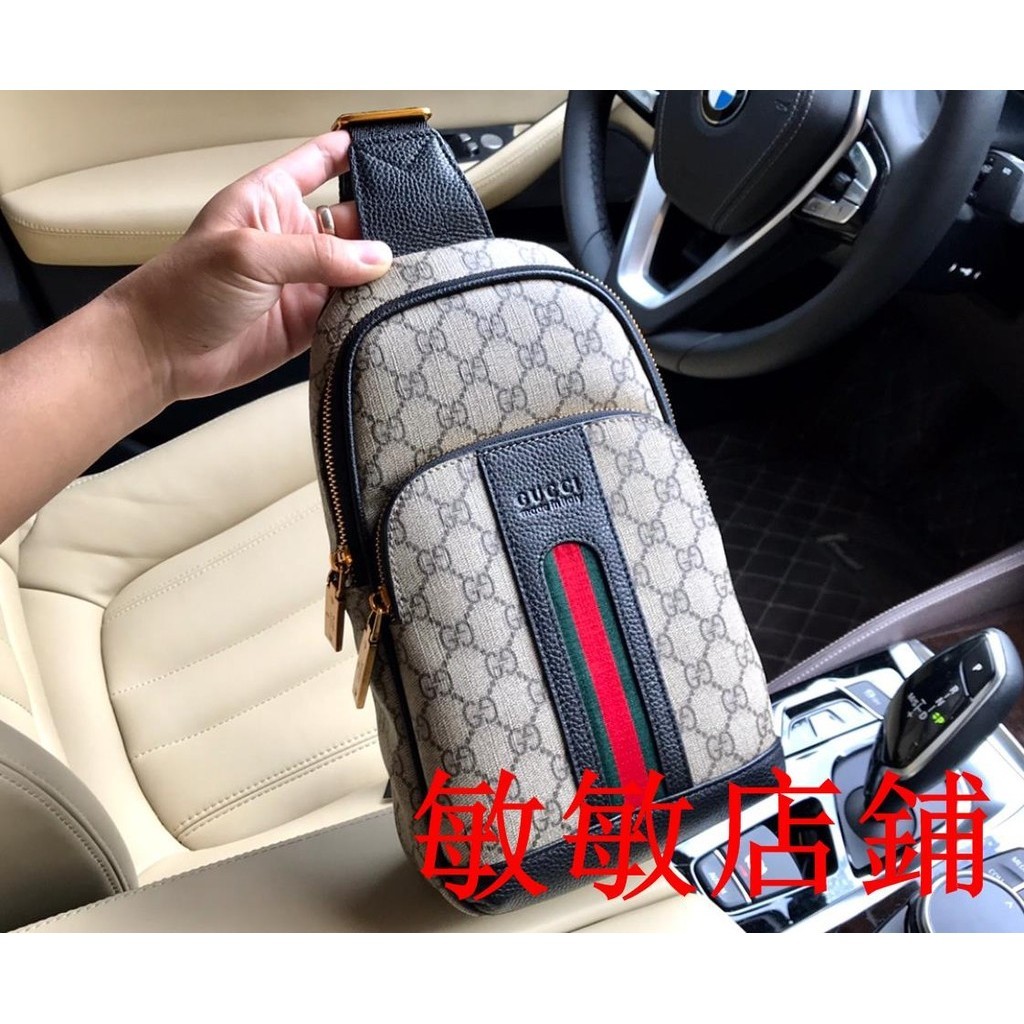 （敏敏二手）GUCCI/古馳新品 男士潮流質感大容量男包胸包腰包 側背包斜背包單肩包運動腰包斜跨包騎行包男包胸包男生99