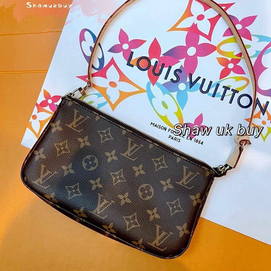 精品二手 LV 小型配飾拉鏈錢包 POCHETTE 經典老花 單肩包 M40712 麻將包 腋下包 手拿包 手提包