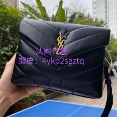 可可店二手Saint Laurent 經典小胖子 YSL loulou 4946黑色 款雙鏈相機包小款25CM斜背