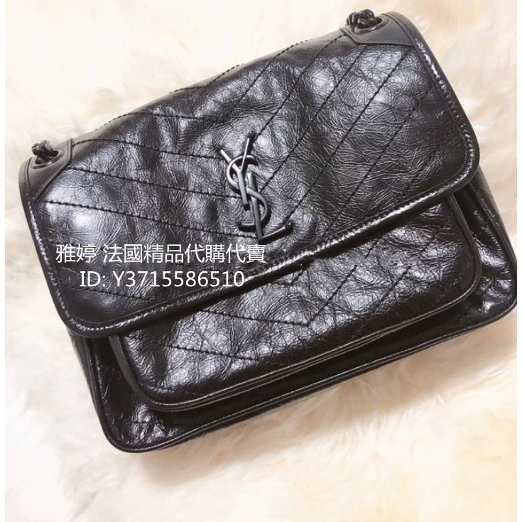 二手精品 YSL 聖羅蘭 SAINT LAURENT NIKI 4988940 中款 肩背包 斜挎包郵差包 流浪包 黑鏈