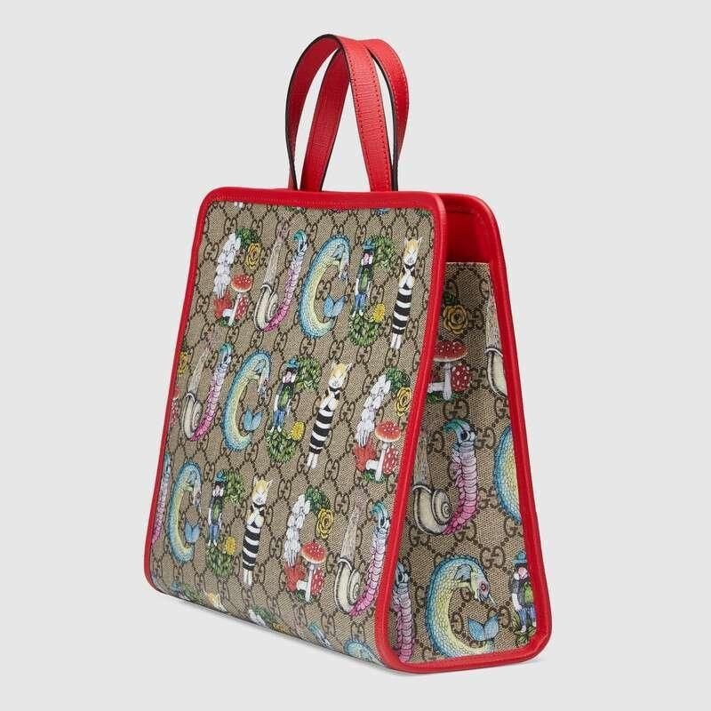 小餅二手 GUCCI 貓咪插畫 605614 防水布 Yuko Higuchi tote 日本插畫師合作 童包