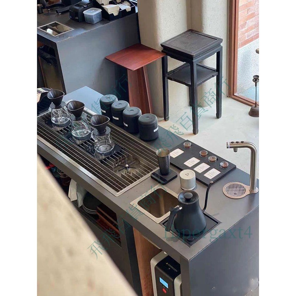 「免開發票」不銹鋼高壓洗杯器手沖咖啡操作臺水槽嵌入式新中式純茶濾水瀝水盤
