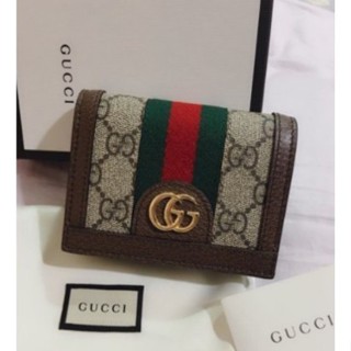 幸運星二手 GUCCI短夾 ‎523155 Ophidia GG Wallet PVC 防水布 三折短夾 綠紅綠織帶