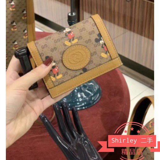 二手GUCCI x DISNEY 迪士尼 聯名 米奇 Wallet 皮夾 卡夾 短夾 602534 （）